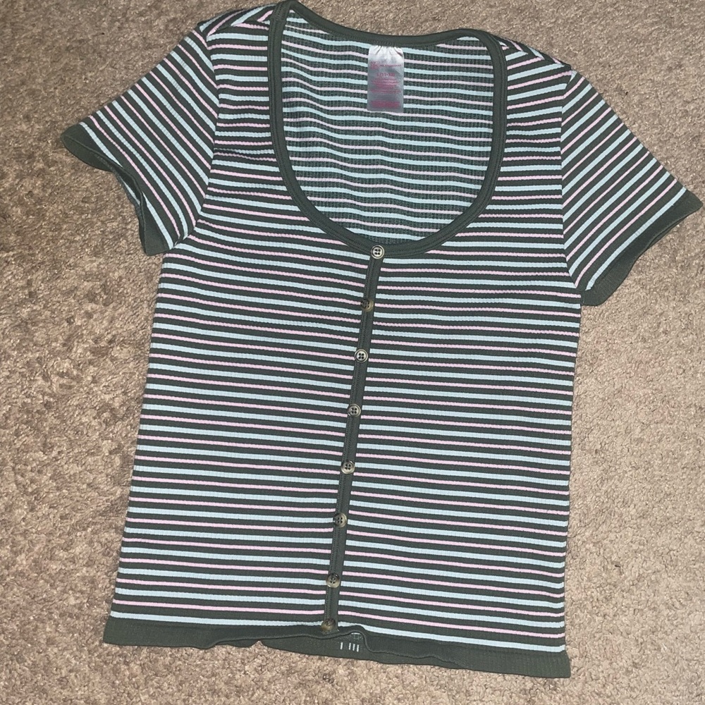 Striped Button-Up Top